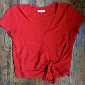 Madewell 100% cotton red wrap shirt